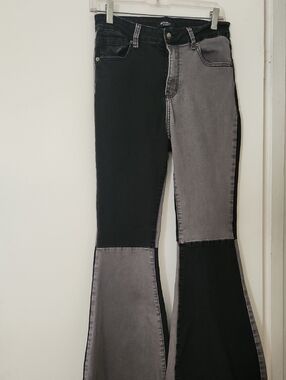 American Bazi Two-Tone Black & Gray Flare Jeans